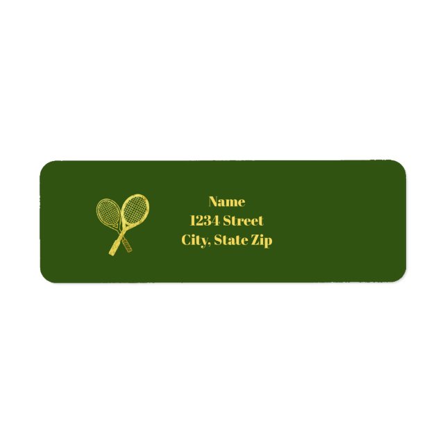 Golden Tennis Rackets Return Address Labels (Front)