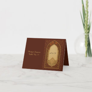 golden terracotta Arabian Floral Arch guest card