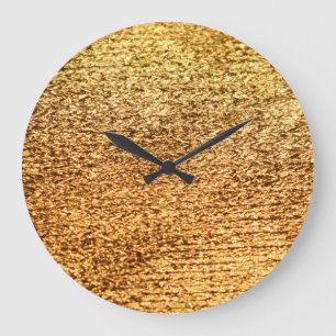 Golden textile: glamourous macro background. large clock
