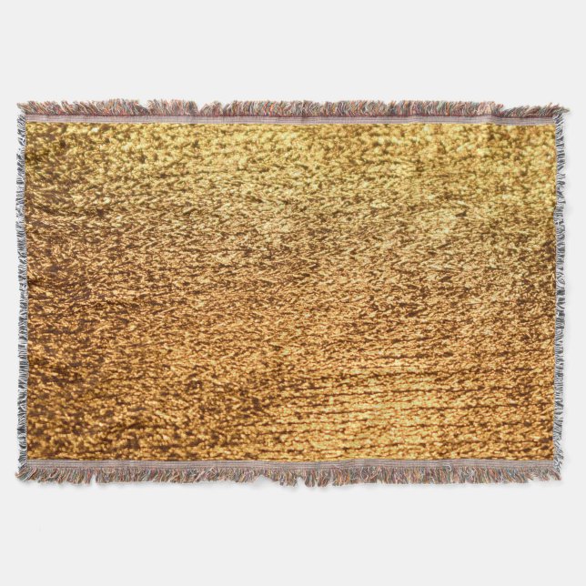 Golden textile: glamourous macro background. throw blanket (Front)