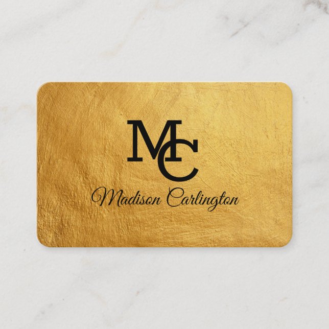 Golden Texture Fancy Modern Business Card (Front)