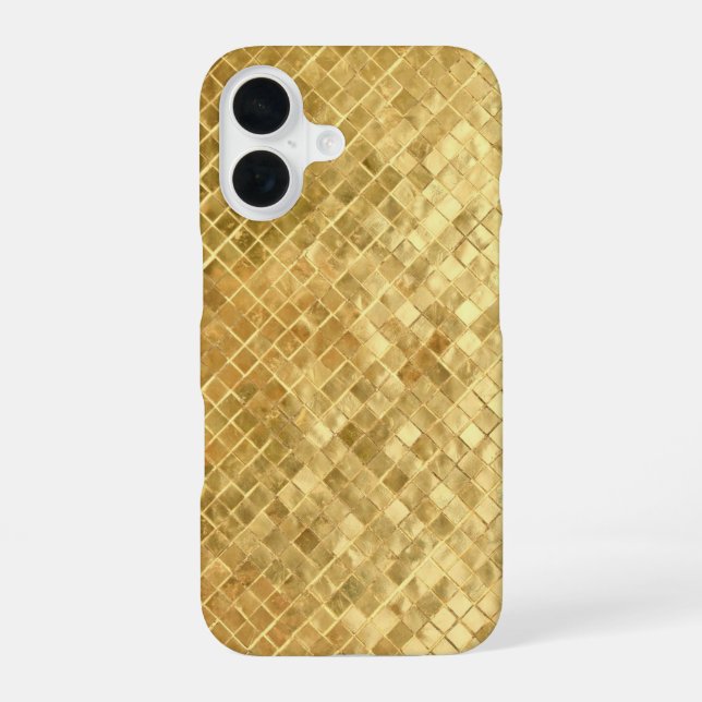 Golden Textured Tile iPhone 16 Case (Back)