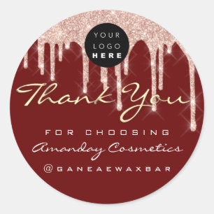 Golden Thank You For Choosing Logo Rose Burgundy Classic Round Sticker