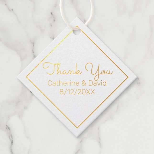 Golden Thank You Wedding Favour Tags (Front)