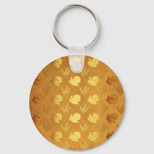 Golden Thanksgiving with Turkey Key Ring