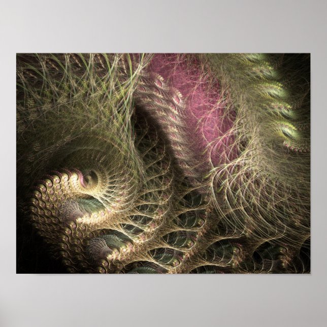 Golden Threads Flame Fractal Poster (Front)