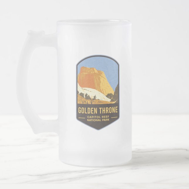Golden Throne Capitol Reef National Park Frosted Glass Beer Mug (Left)