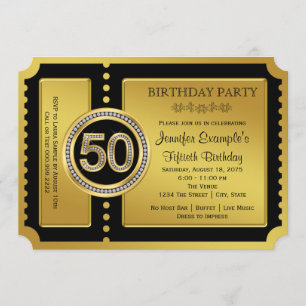 Golden Ticket 50th Birthday Party Invitation