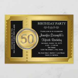 Golden Ticket 50th Birthday Party Invitation