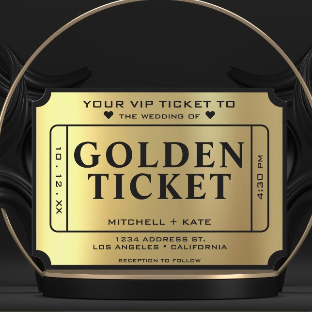 Golden Ticket Black & Gold Wedding Invitation (Golden Ticket Black & Gold Wedding Invitation
)