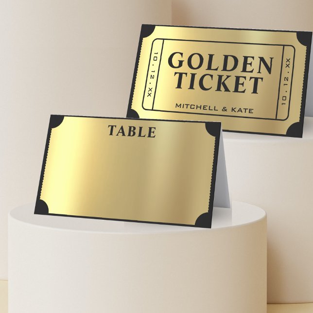 Golden Ticket Black & Gold Wedding Place Card (Golden Ticket Black & Gold Wedding Place Card
)