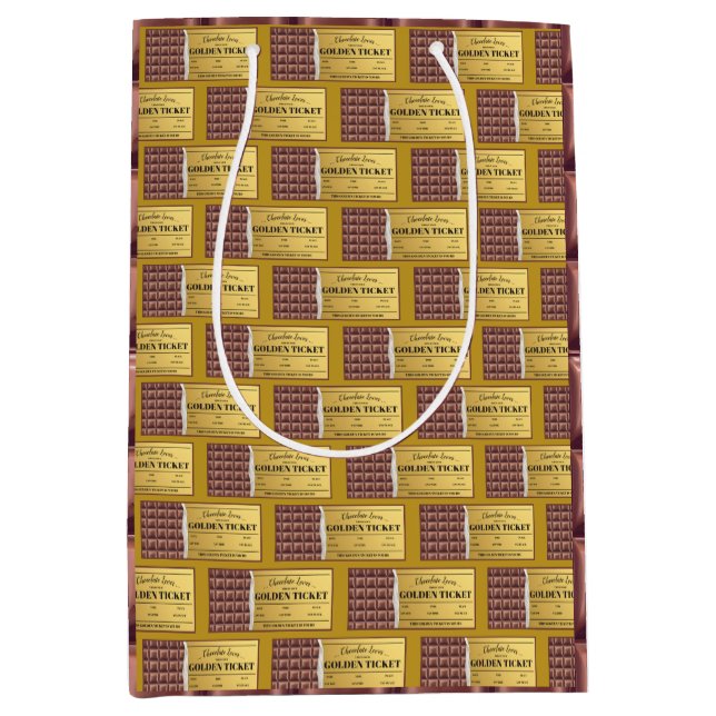 Golden Ticket Chocolate Bar Medium Gift Bag (Front)