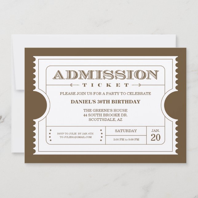 Golden Ticket Invitations on Gold Sparkle Paper (Front)