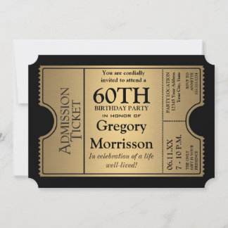 Golden Ticket Style 60th Birthday Party Invite