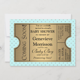 Golden Ticket Style Baby Boy Shower Party Invite