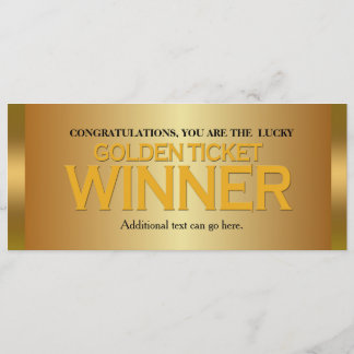 GOLDEN TICKET WINNER Birthday Party Invitation