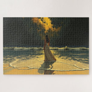 Golden Tide of Solitude Celestial Tides Jigsaw Puzzle