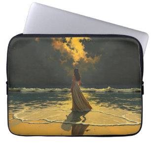 Golden Tide of Solitude Celestial Tides Laptop Sleeve