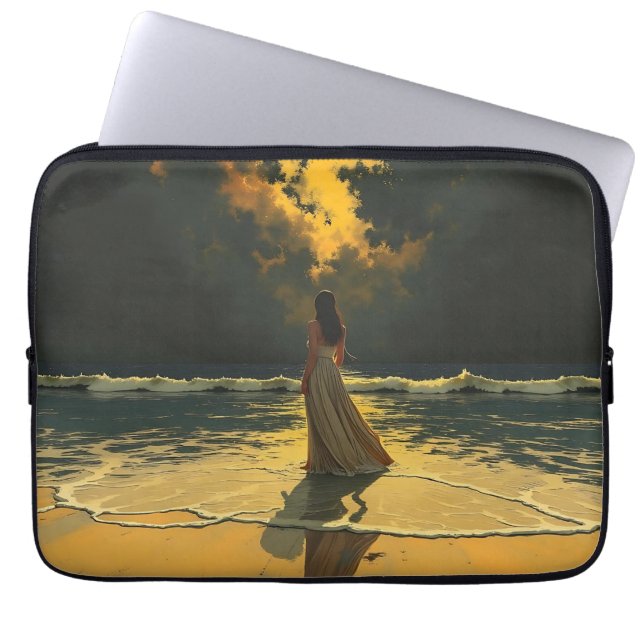 Golden Tide of Solitude | Celestial Tides Laptop Sleeve (Front)