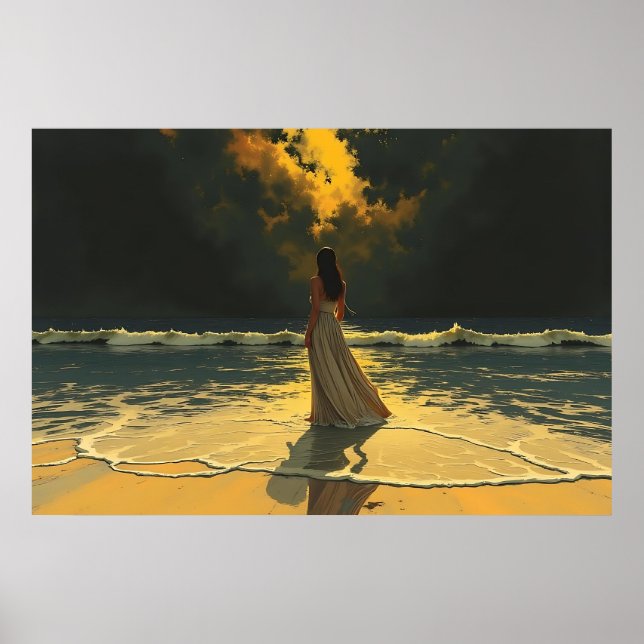 Golden Tide of Solitude | Celestial Tides Poster (Front)