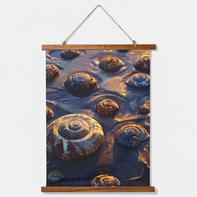 Golden Tide Rock Texture Sunset Art Hanging Tapestry (Front)