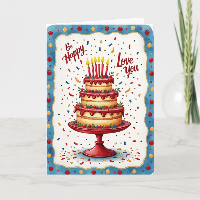 Golden Tiered Birthday Card (Front)