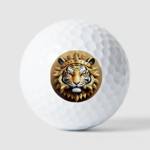 Golden Tiger Crest Emblem Golf Balls