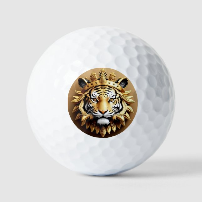 Golden Tiger Crest Emblem Golf Balls (Front)