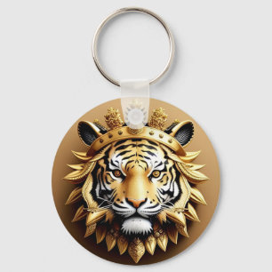 Golden Tiger Crest Emblem Key Ring