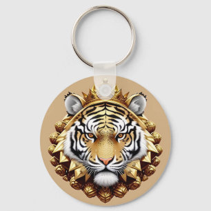 Golden Tiger Crest Emblem Key Ring