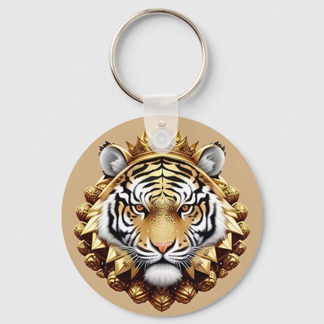 Golden Tiger Crest Emblem Key Ring (Front)