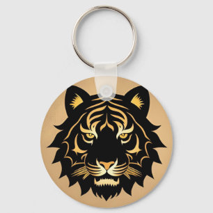 Golden Tiger Crest Emblem Key Ring