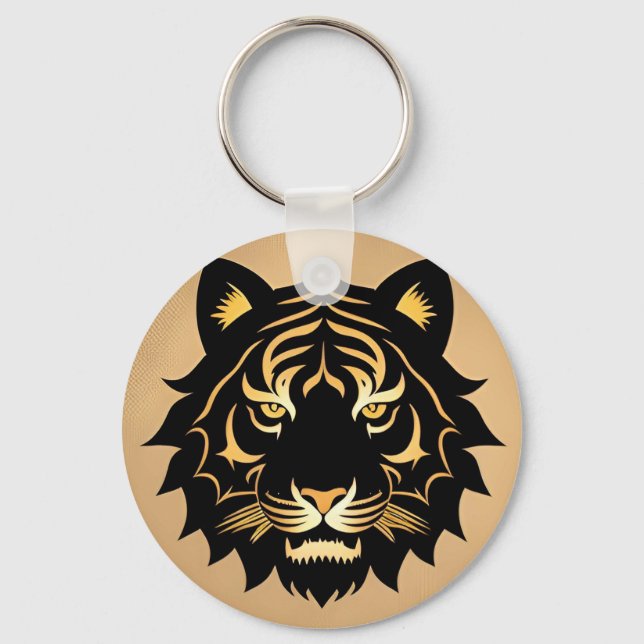 Golden Tiger Crest Emblem Key Ring (Front)