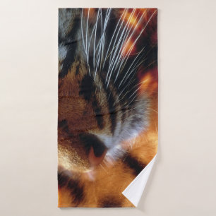 Golden Tiger Eye Close-Up Wildlife Poster Bath Towel Set