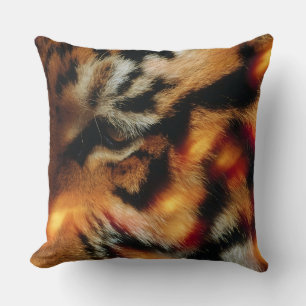 Golden Tiger Eye Close-Up Wildlife Poster Cushion