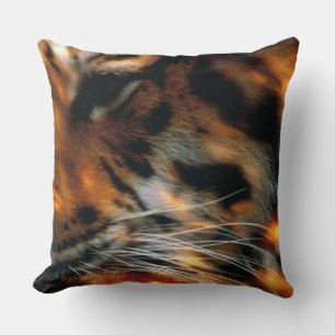 Golden Tiger Eye Close-Up Wildlife Poster Cushion