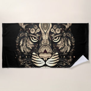 Golden Tiger Head Beach Towel