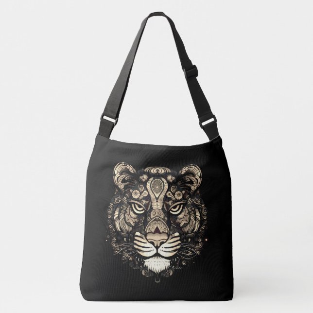 Golden Tiger Head  Crossbody Bag (Front)