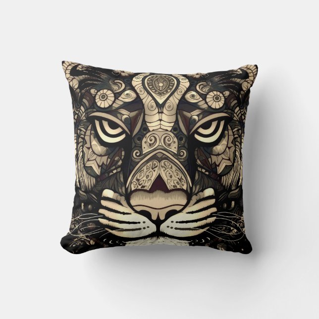 Golden Tiger Head  Cushion (Front)