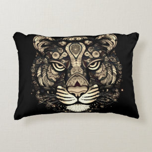 Golden Tiger Head Decorative Cushion