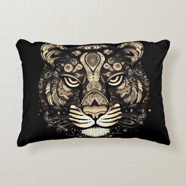 Golden Tiger Head  Decorative Cushion (Front)