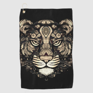 Golden Tiger Head  Golf Towel