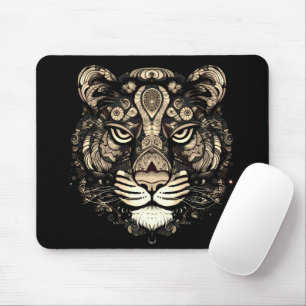 Golden Tiger Head Mouse Mat