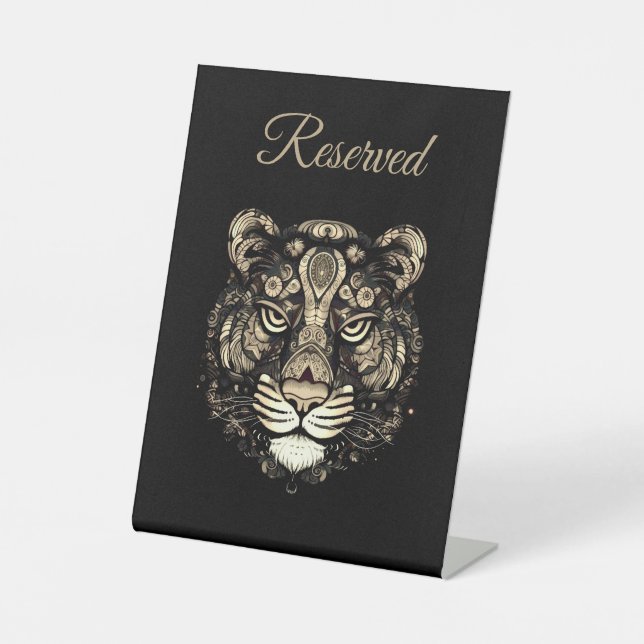 Golden Tiger Head Reserved Pedestal Sign (Front)