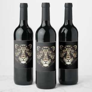 Golden Tiger Head Wine Label