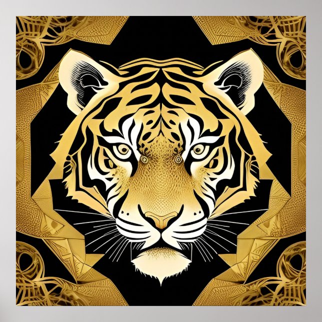 🐯 Golden Tiger Ornamental Wall Art Luxury Decor ✨ (Front)