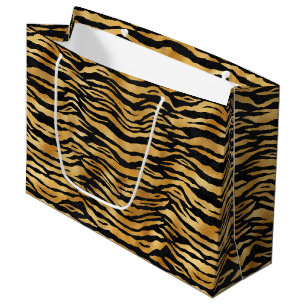 Golden Tiger Stripes Bold Wild Animal Pattern Large Gift Bag