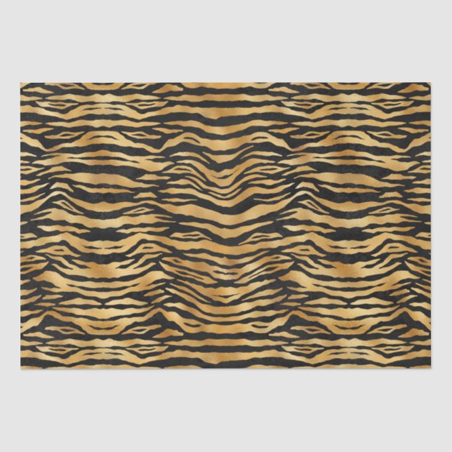 Golden Tiger Stripes | Bold Wild Animal Pattern Tissue Paper (Front)