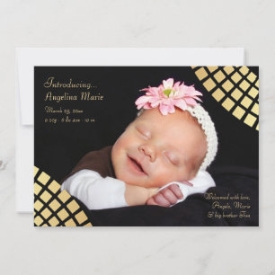 Golden Tiles Photo Birth Announcement
