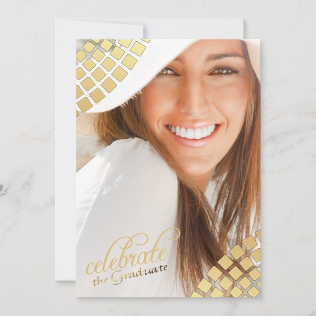 Golden Tiles Photo Invitation (Front)